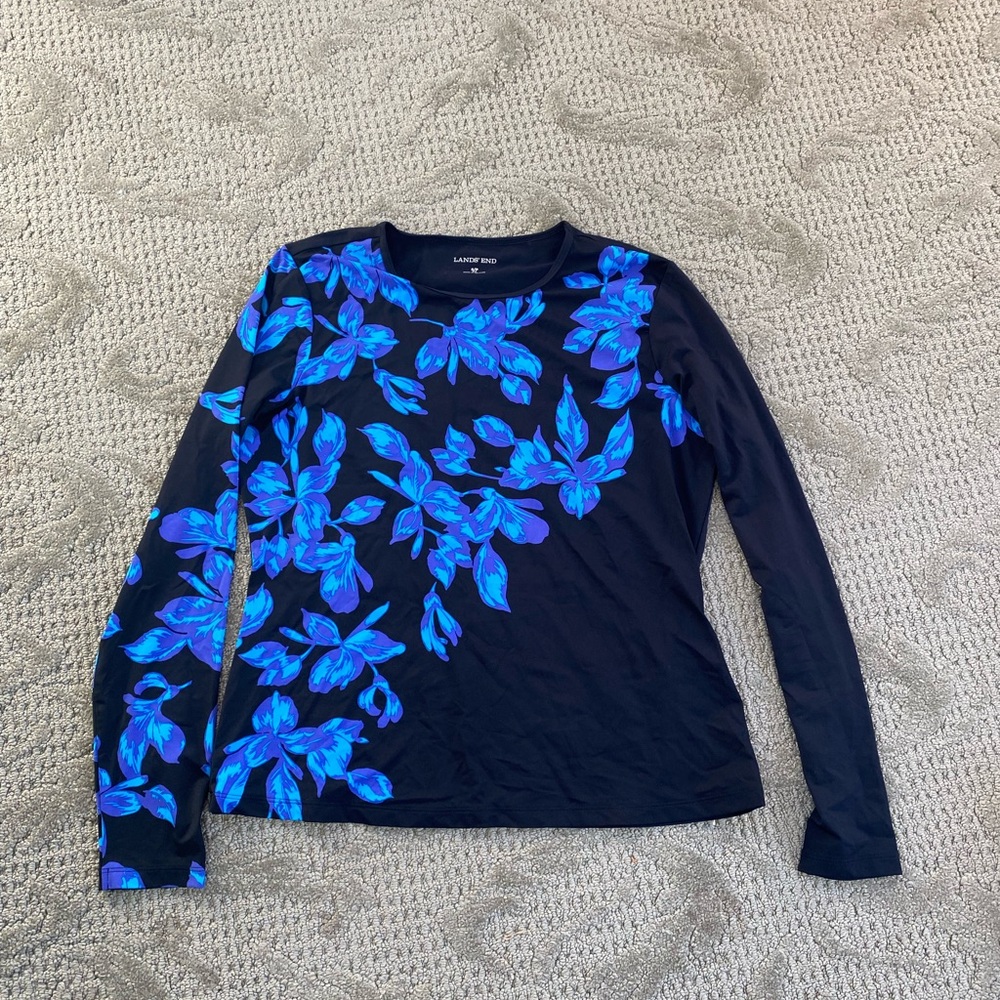 Land’s End Floral Long Sleeve Swim Top